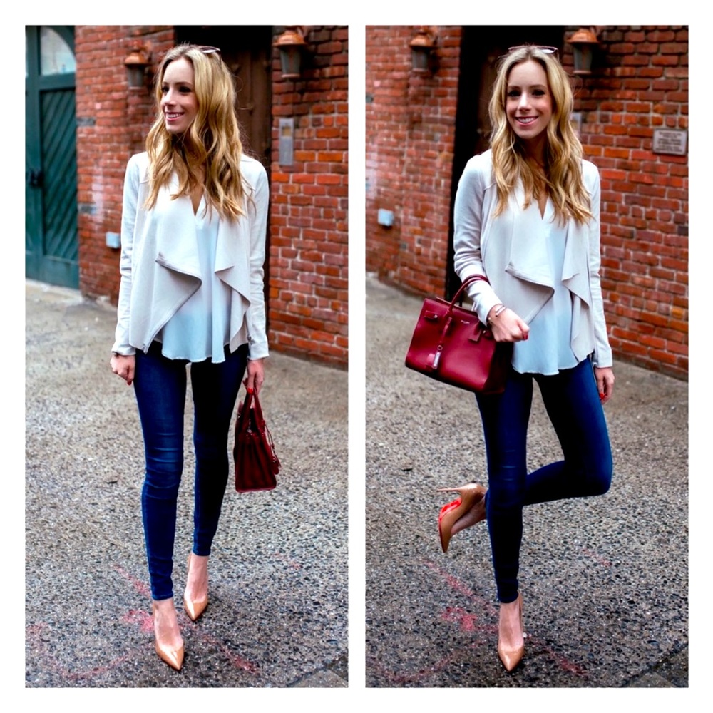 Blank NYC faux suede drape jacket